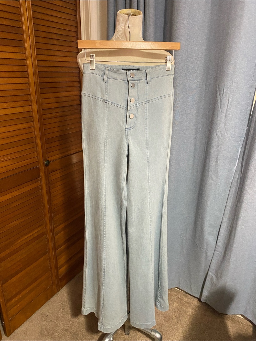 Jealous Tomato Pale Blue High-Rise Bell bottom Jeans with Buttons Front